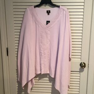 JM Collection Light Lilac V-Neck Poncho over Tank Top